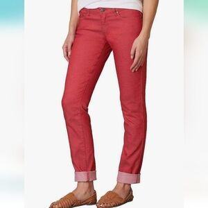 PrAna Kara Organic Cotton Jeans Straight Leg Faded Red Women's Pants Size 6 / 28